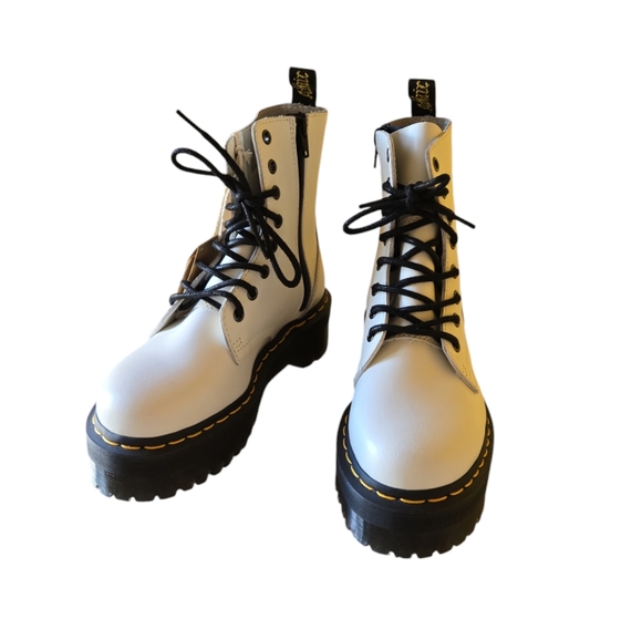 Dr. Martens Shoes - Doc Dr. Martens Women's Jadon Leather Lace Up Ankle Boots White Size US 6L/ 5M